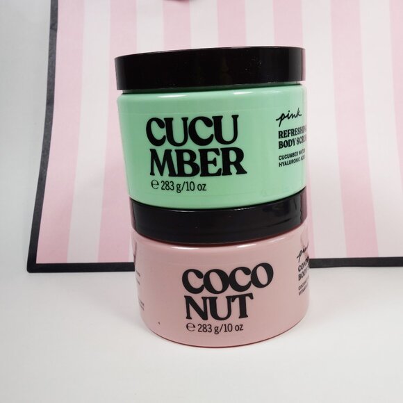 Victoria's Secret PINK 2-Pack Exfoliating Body Scrub Cucumber & Coconut 20oz - Picture 1 of 6